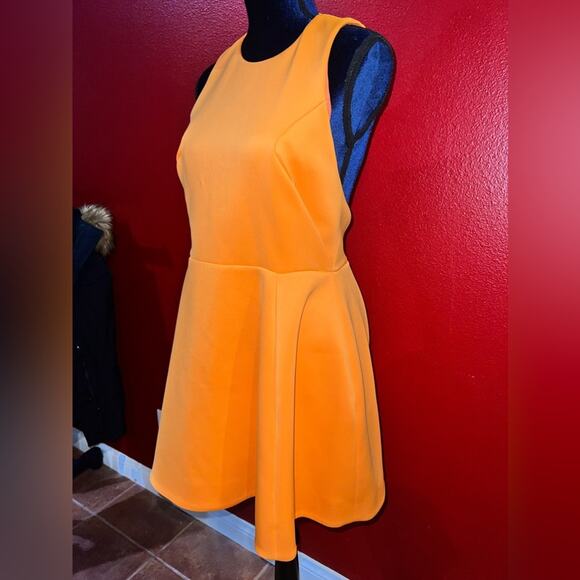 Cameo Dress Peplum Style Open Sides Back Stunning Orange Large Fully Lined - Picture 2 of 8